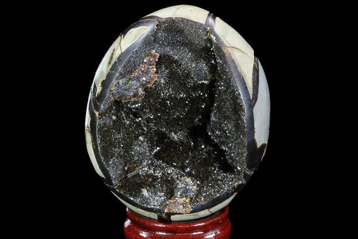 Septarian Dragon Egg Geode - Black Crystals #88330